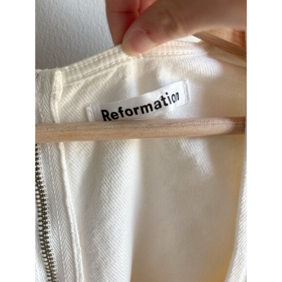 Reformation Neutral Cream The Gables Denim Cotton Dress Size 2 - Picture 3 of 6